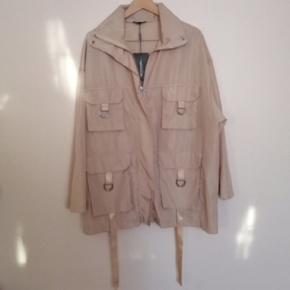 PrettyLittleThing Stone Pocket Detail Oversized Jacket - Picture 3 of 15